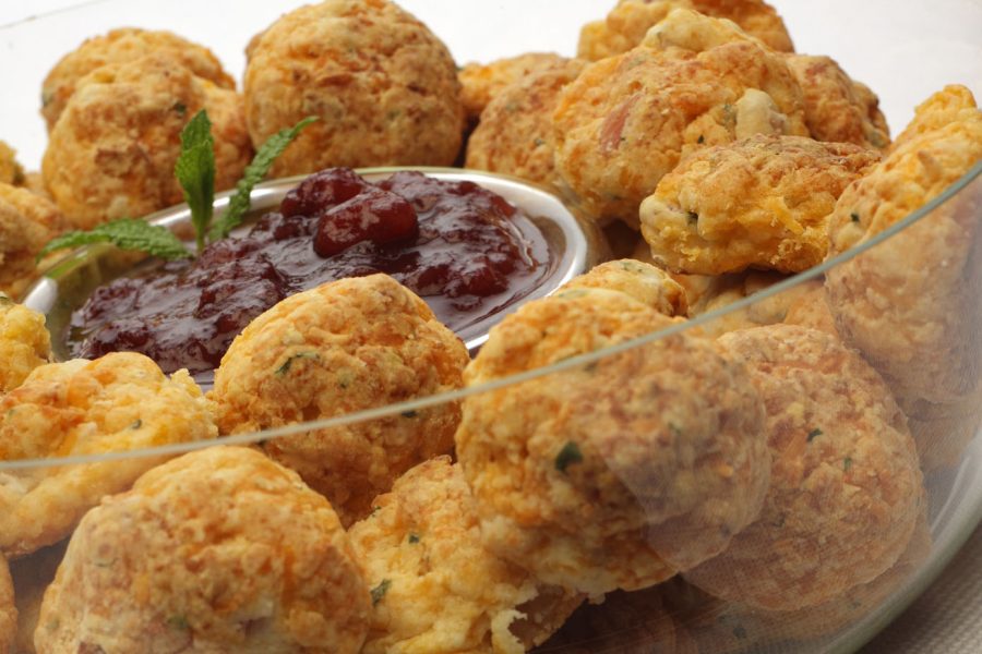 Bourbon Ham Balls with Holiday Sauce